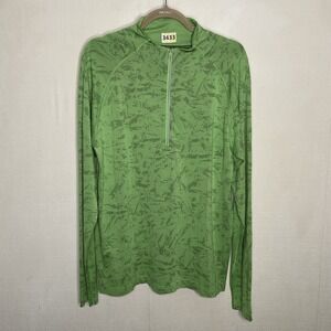 Lululemon Metal Vent Tech Pullover Mens L Green‎  Half Zip Seamless Training